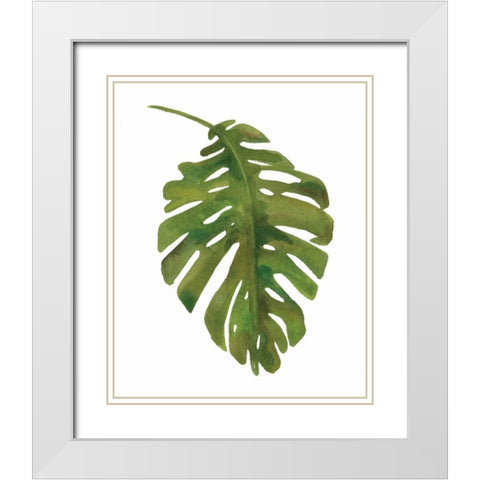 Tropical Palm I White Modern Wood Framed Art Print with Double Matting by Wild Apple Portfolio
