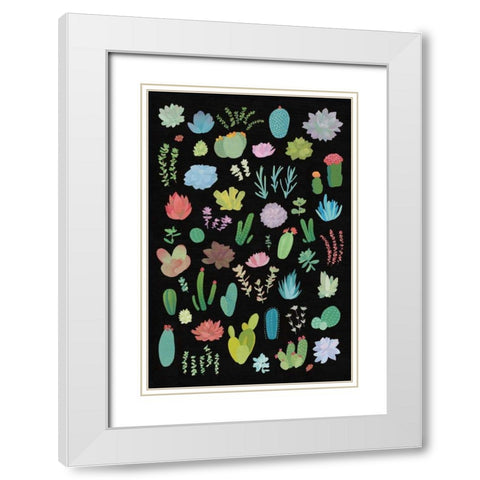 Succulent Chart I White Modern Wood Framed Art Print with Double Matting by Wild Apple Portfolio