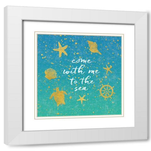 Golden Sea II White Modern Wood Framed Art Print with Double Matting by Hershey, Moira