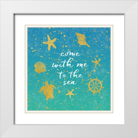 Golden Sea II White Modern Wood Framed Art Print with Double Matting by Hershey, Moira