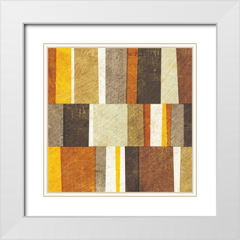 Neutral and Spice Abstract White Modern Wood Framed Art Print with Double Matting by Mullan, Michael