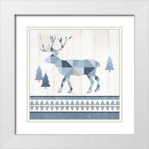 Nordic Geo Lodge Deer IV White Modern Wood Framed Art Print with Double Matting by Wild Apple Portfolio
