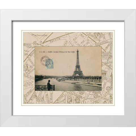 Destination Paris II White Modern Wood Framed Art Print with Double Matting by Wild Apple Portfolio