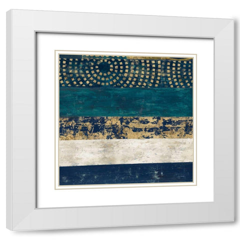 Juxtapose V Metallic White Modern Wood Framed Art Print with Double Matting by Warrick, Cheryl