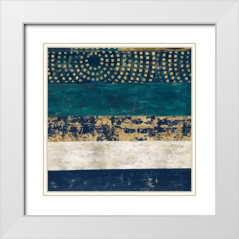 Juxtapose V Metallic White Modern Wood Framed Art Print with Double Matting by Warrick, Cheryl