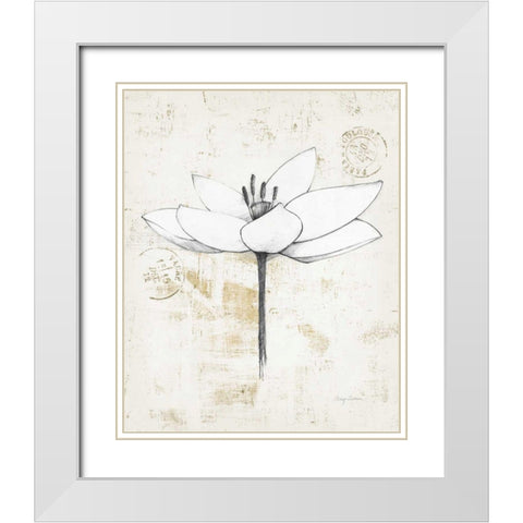 Pencil Floral I Gold White Modern Wood Framed Art Print with Double Matting by Tillmon, Avery