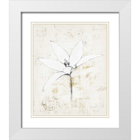 Pencil Floral XII Gold White Modern Wood Framed Art Print with Double Matting by Tillmon, Avery