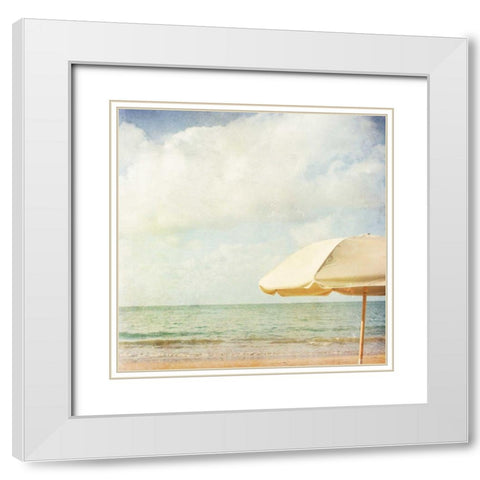 Yellow Umbrella White Modern Wood Framed Art Print with Double Matting by Studio Brookview