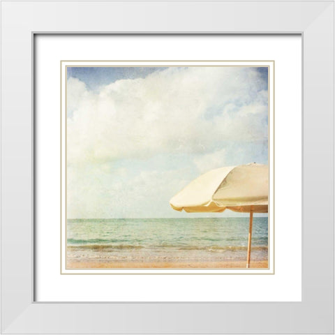 Yellow Umbrella White Modern Wood Framed Art Print with Double Matting by Studio Brookview