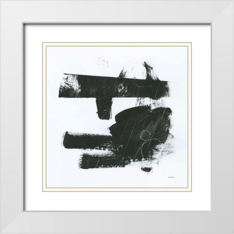 Gold and Black Elements XV White Modern Wood Framed Art Print with Double Matting by Schick, Mike