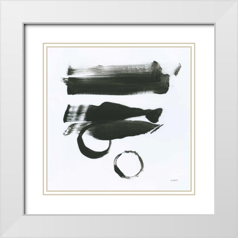 Gold and Black Elements XVI White Modern Wood Framed Art Print with Double Matting by Schick, Mike