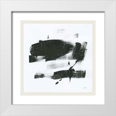 Gold and Black Elements XX White Modern Wood Framed Art Print with Double Matting by Schick, Mike