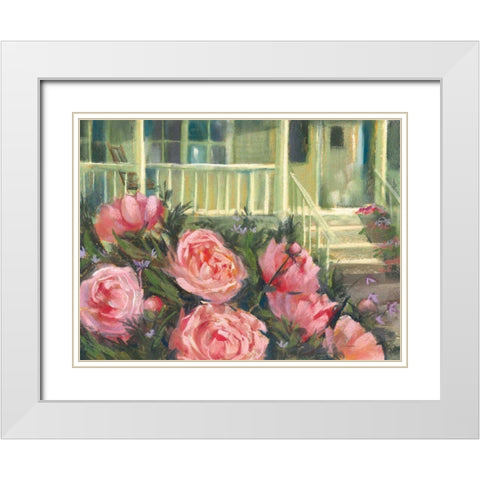 Summer Peonies White Modern Wood Framed Art Print with Double Matting by Rowan, Carol