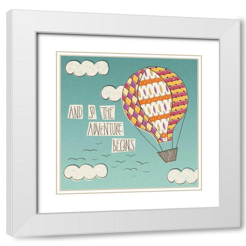 Up Up and Away Adventure Bright White Modern Wood Framed Art Print with Double Matting by Marshall, Laura