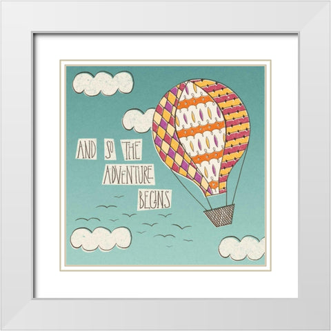 Up Up and Away Adventure Bright White Modern Wood Framed Art Print with Double Matting by Marshall, Laura