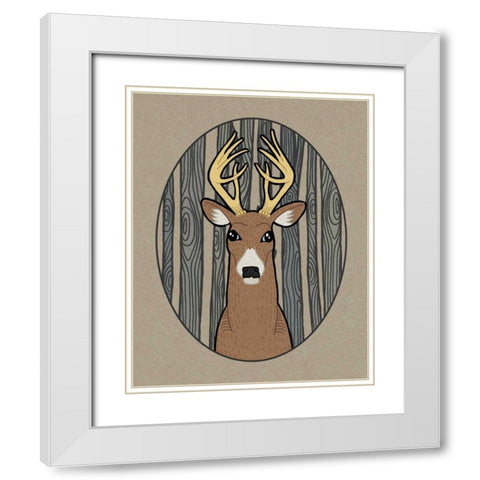 Forest Friends III White Modern Wood Framed Art Print with Double Matting by DeNeige, Elyse