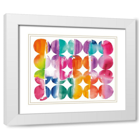 Spring Dots White Modern Wood Framed Art Print with Double Matting by DeNeige, Elyse