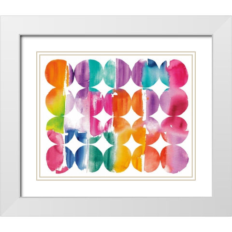Spring Dots White Modern Wood Framed Art Print with Double Matting by DeNeige, Elyse