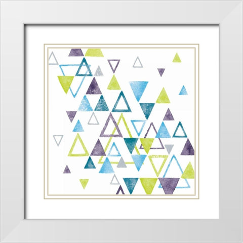 Triangle Tumble I White Modern Wood Framed Art Print with Double Matting by Hershey, Moira