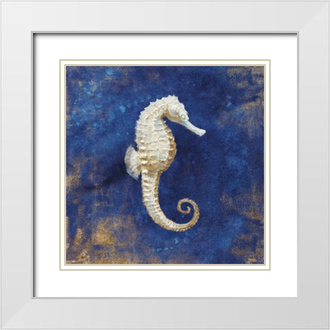 Treasures of the Sea Indigo I White Modern Wood Framed Art Print with Double Matting by Nai, Danhui