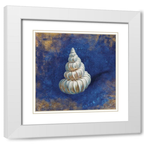 Treasures of the Sea Indigo II White Modern Wood Framed Art Print with Double Matting by Nai, Danhui