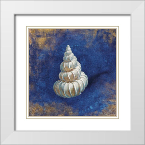 Treasures of the Sea Indigo II White Modern Wood Framed Art Print with Double Matting by Nai, Danhui