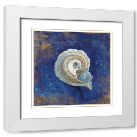 Treasures of the Sea Indigo III White Modern Wood Framed Art Print with Double Matting by Nai, Danhui