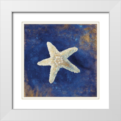 Treasures of the Sea Indigo IV White Modern Wood Framed Art Print with Double Matting by Nai, Danhui