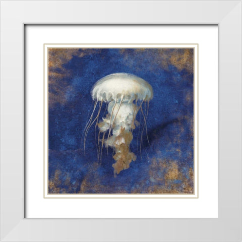 Treasures of the Sea Indigo VI White Modern Wood Framed Art Print with Double Matting by Nai, Danhui