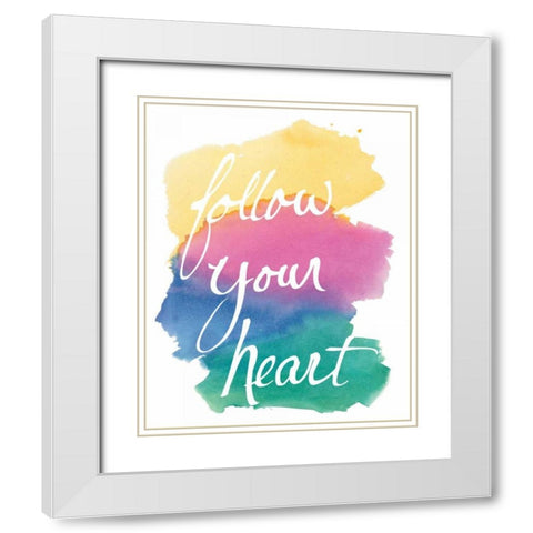 Colorburst II Heart White Modern Wood Framed Art Print with Double Matting by Schick, Mike