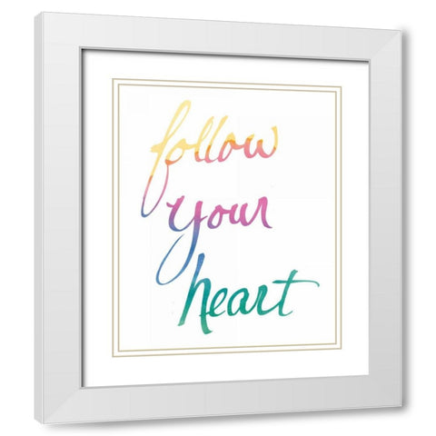 Colorburst II Heart White White Modern Wood Framed Art Print with Double Matting by Schick, Mike