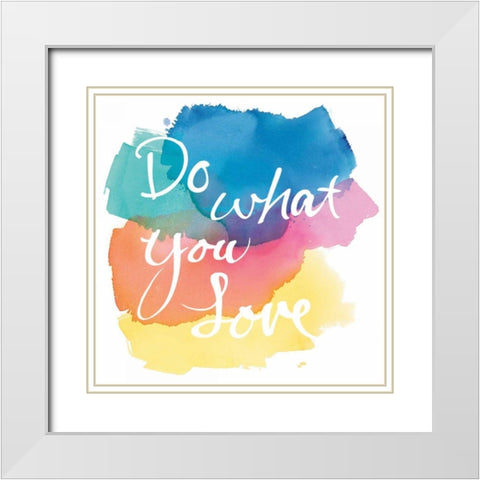 Aurora Love Sq White Modern Wood Framed Art Print with Double Matting by Schick, Mike