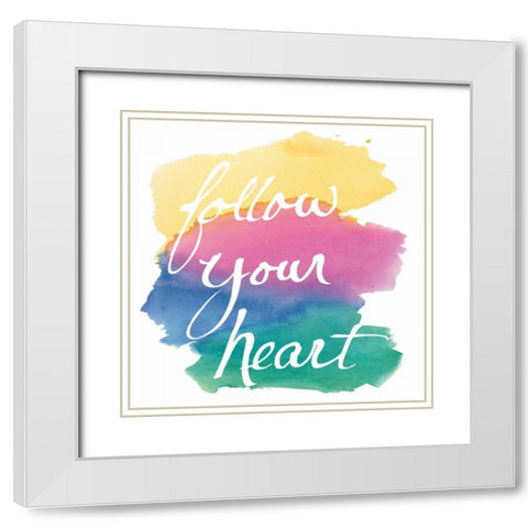 Colorburst II Heart Sq White Modern Wood Framed Art Print with Double Matting by Schick, Mike
