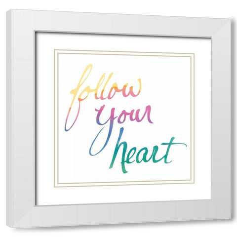 Colorburst II Heart White Sq White Modern Wood Framed Art Print with Double Matting by Schick, Mike
