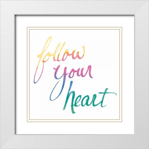 Colorburst II Heart White Sq White Modern Wood Framed Art Print with Double Matting by Schick, Mike