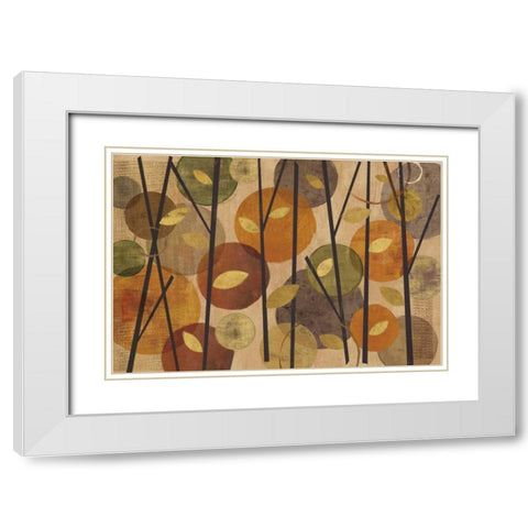 Modern Forest Circles Metallic White Modern Wood Framed Art Print with Double Matting by Charron, Veronique