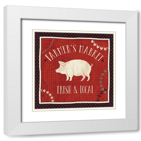 Little Red Farm II White Modern Wood Framed Art Print with Double Matting by Charron, Veronique