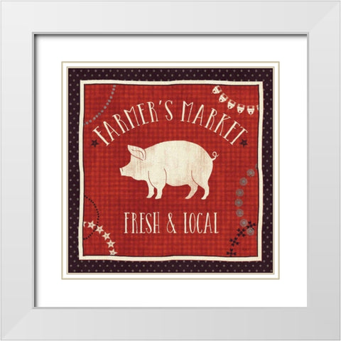 Little Red Farm II White Modern Wood Framed Art Print with Double Matting by Charron, Veronique