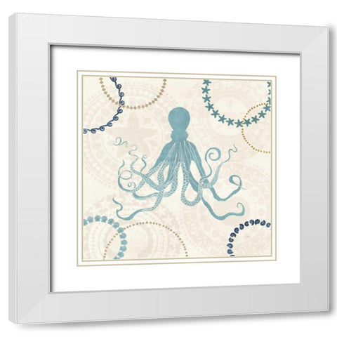 Undersea Blue I White Modern Wood Framed Art Print with Double Matting by Charron, Veronique