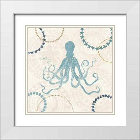 Undersea Blue I White Modern Wood Framed Art Print with Double Matting by Charron, Veronique