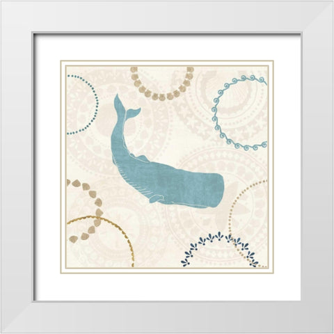 Undersea Blue III White Modern Wood Framed Art Print with Double Matting by Charron, Veronique