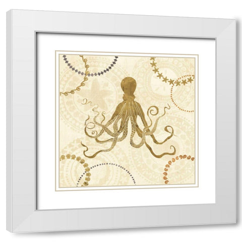 Undersea Gold I White Modern Wood Framed Art Print with Double Matting by Charron, Veronique
