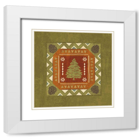Lodge Resort Tile III White Modern Wood Framed Art Print with Double Matting by Charron, Veronique