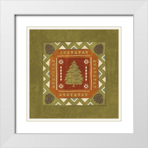 Lodge Resort Tile III White Modern Wood Framed Art Print with Double Matting by Charron, Veronique