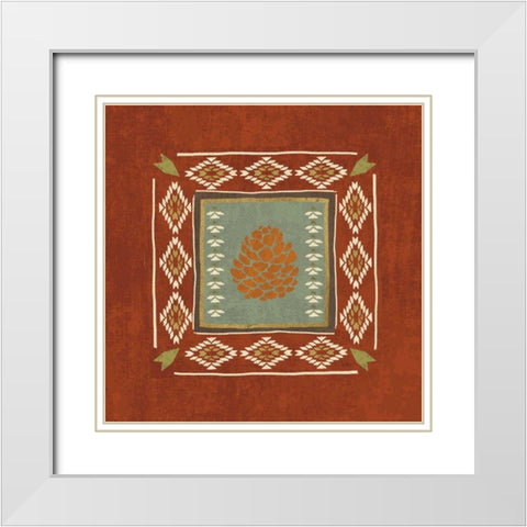 Lodge Resort Tile IV White Modern Wood Framed Art Print with Double Matting by Charron, Veronique