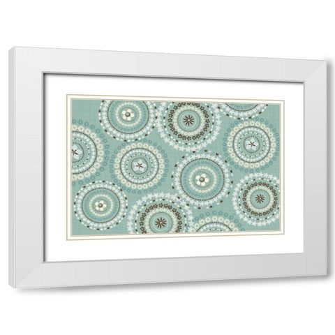 Song Birds V Aqua White Modern Wood Framed Art Print with Double Matting by Charron, Veronique