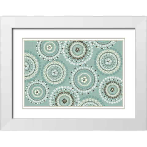 Song Birds V Aqua White Modern Wood Framed Art Print with Double Matting by Charron, Veronique