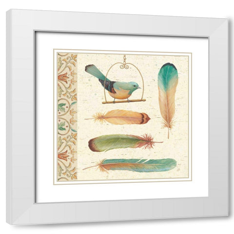 Feather Tales I White Modern Wood Framed Art Print with Double Matting by Brissonnet, Daphne