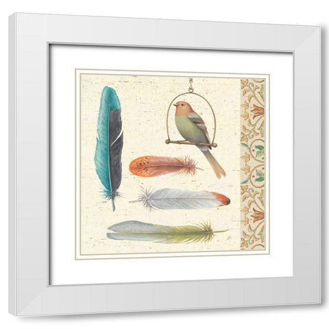 Feather Tales II White Modern Wood Framed Art Print with Double Matting by Brissonnet, Daphne