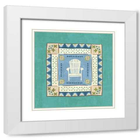 Lake Retreat Tile I White Modern Wood Framed Art Print with Double Matting by Charron, Veronique